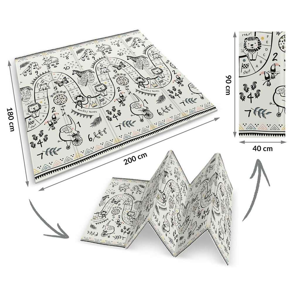 Mata piankowa edukacyjna składana 200 x 180 x 1 cm ocean-safari