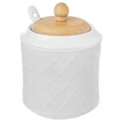 Cukierniczka z łyżeczką porcelanowa biała WHITELINE 350 ml