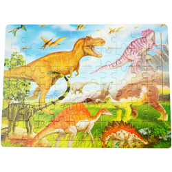 Drewniana kolorowa układanka puzzle  Dinozaury