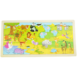 Drewniana kolorowa układanka puzzle Zwierzęta zoo safari