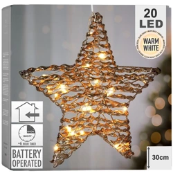 Gwiazda świecąca złota 20 LED 30 cm