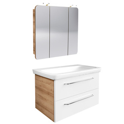 Zestaw mebli łazienkowych szafka pod umywalkę 80 cm sękaty dąb + biały Milano Fackelmann