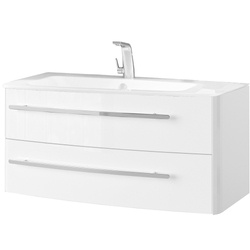 Zestaw szafka łazienkowa biała z umywalką z konglomeratu LANZET Classico