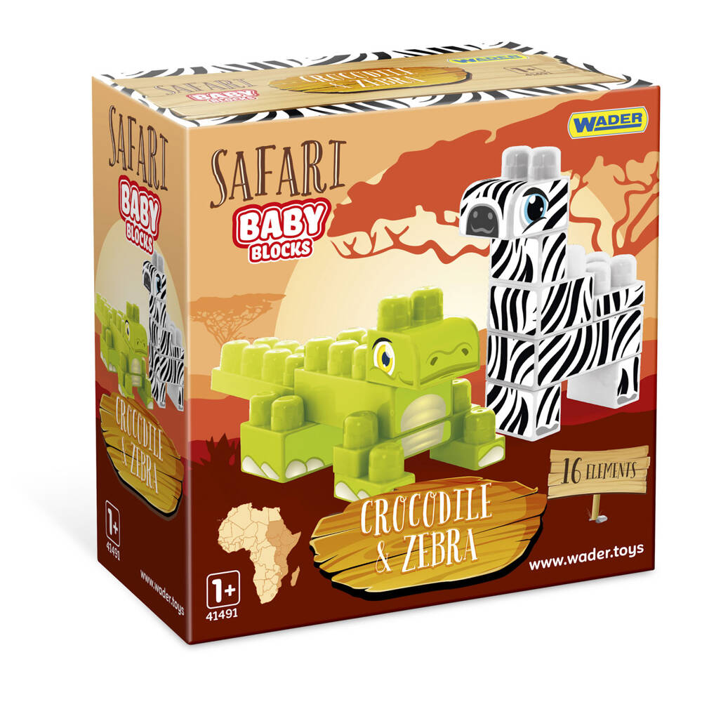 Baby Blocks Safari klocki krokodyl i zebra 41501 Wader