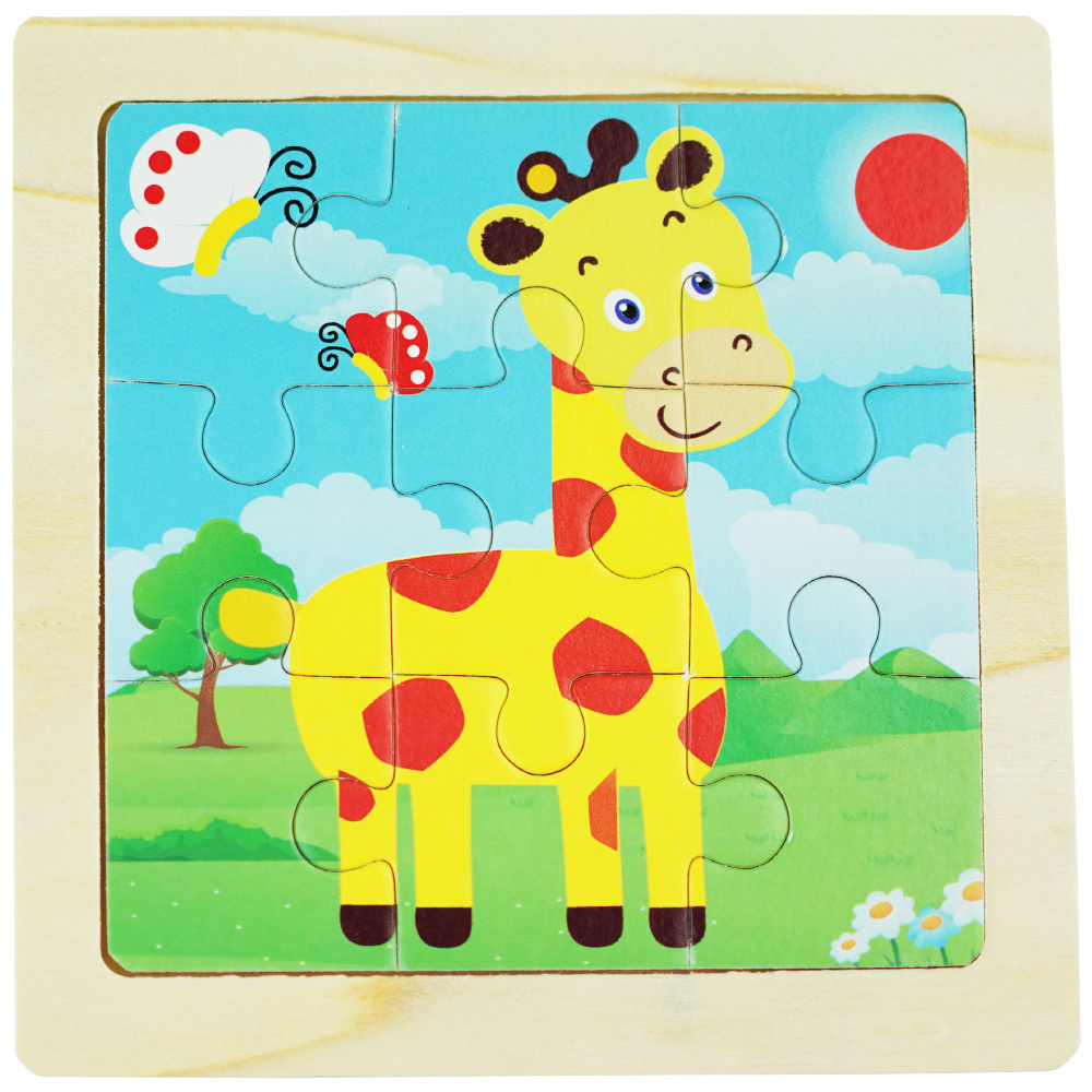 Drewniana kolorowa układanka puzzle Żyrafa
