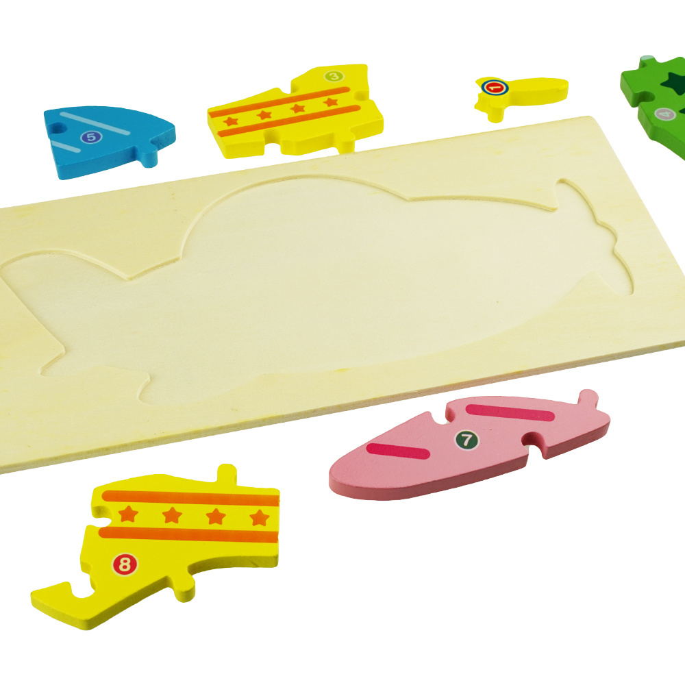 Drewniana układanka puzzle Samolot  kolorowa 