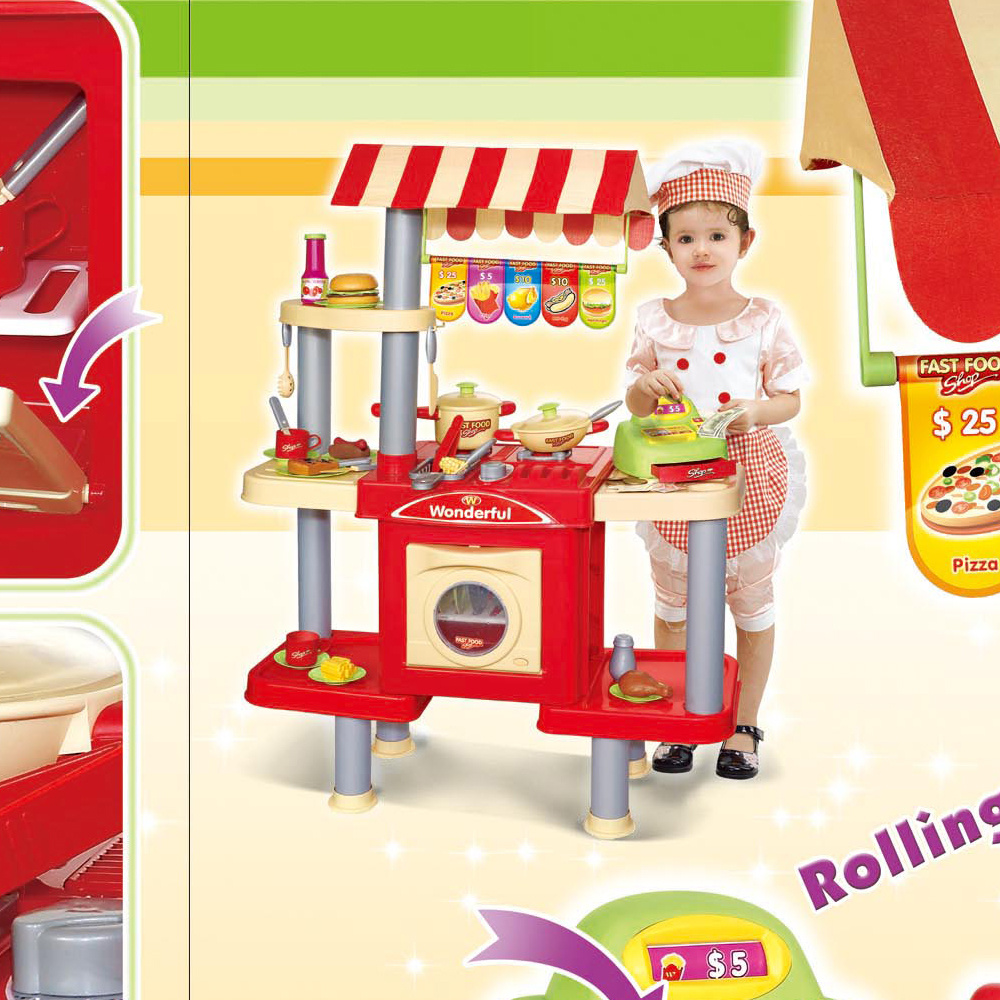Duża kuchnia na kółkach kasa Fast Food+ Akcesoria dla dzieci