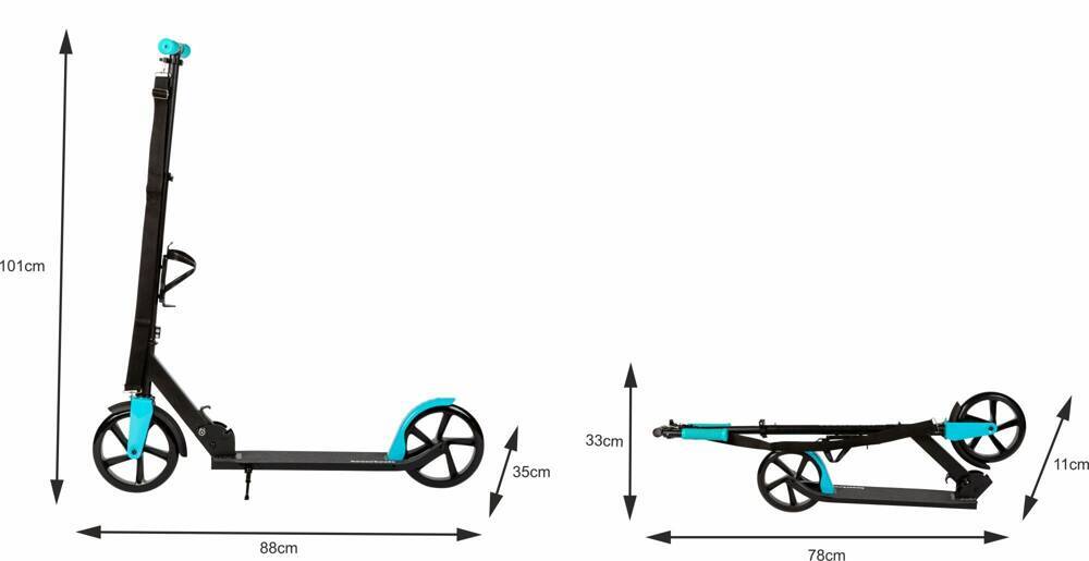 Duża składana hulajnoga 91-101cm uchwyt na bidon