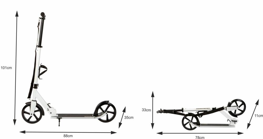 Duża składana hulajnoga 91-101cm uchwyt na bidon