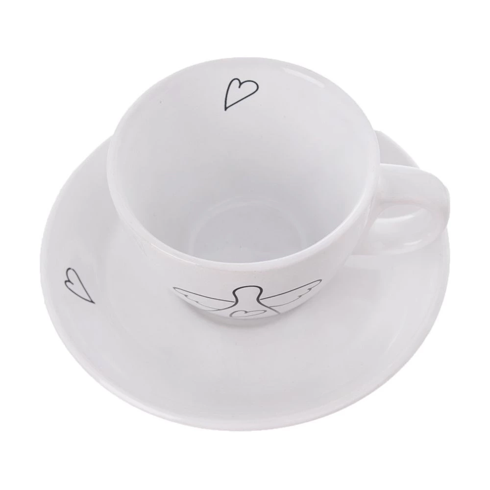 Filiżanka ze spodkiem ceramiczna biała do espresso 90 ml 2 szt.