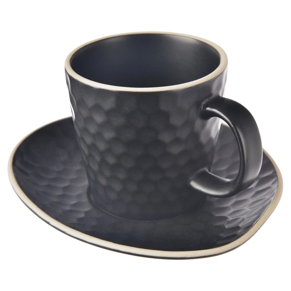 Filiżanka ze spodkiem do kawy espresso ceramiczna czarna TEA TIME 95 ml