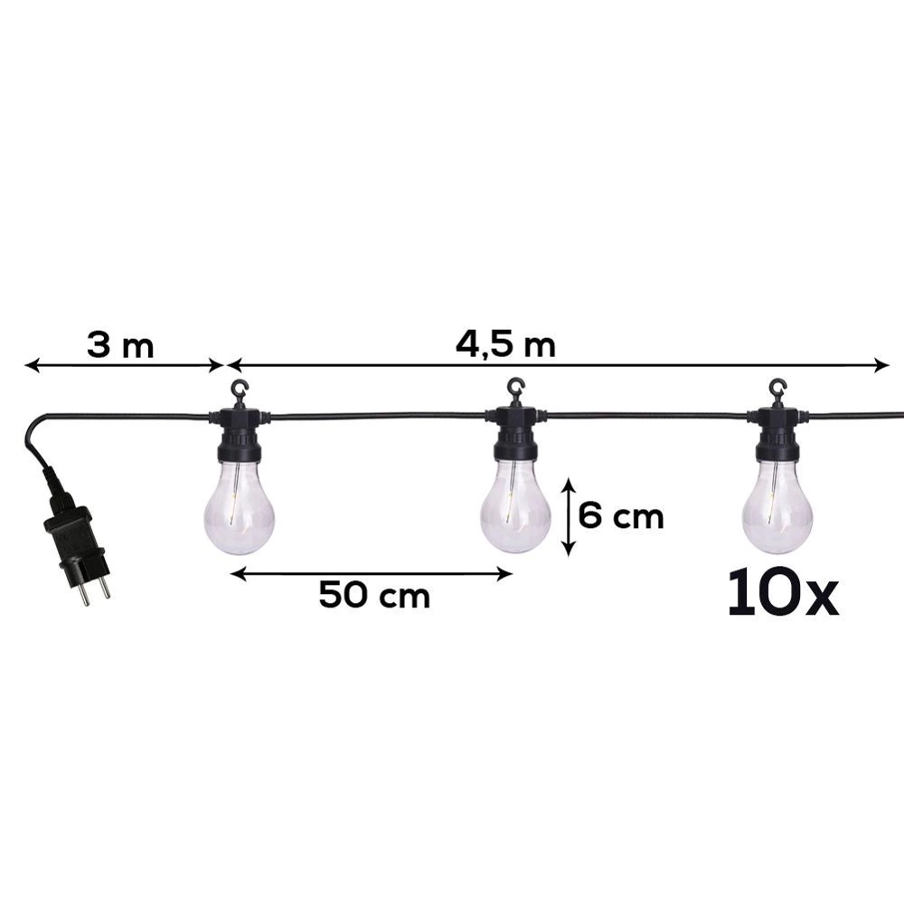 Girlanda ogrodowa LED 7,5 m 10 szt.