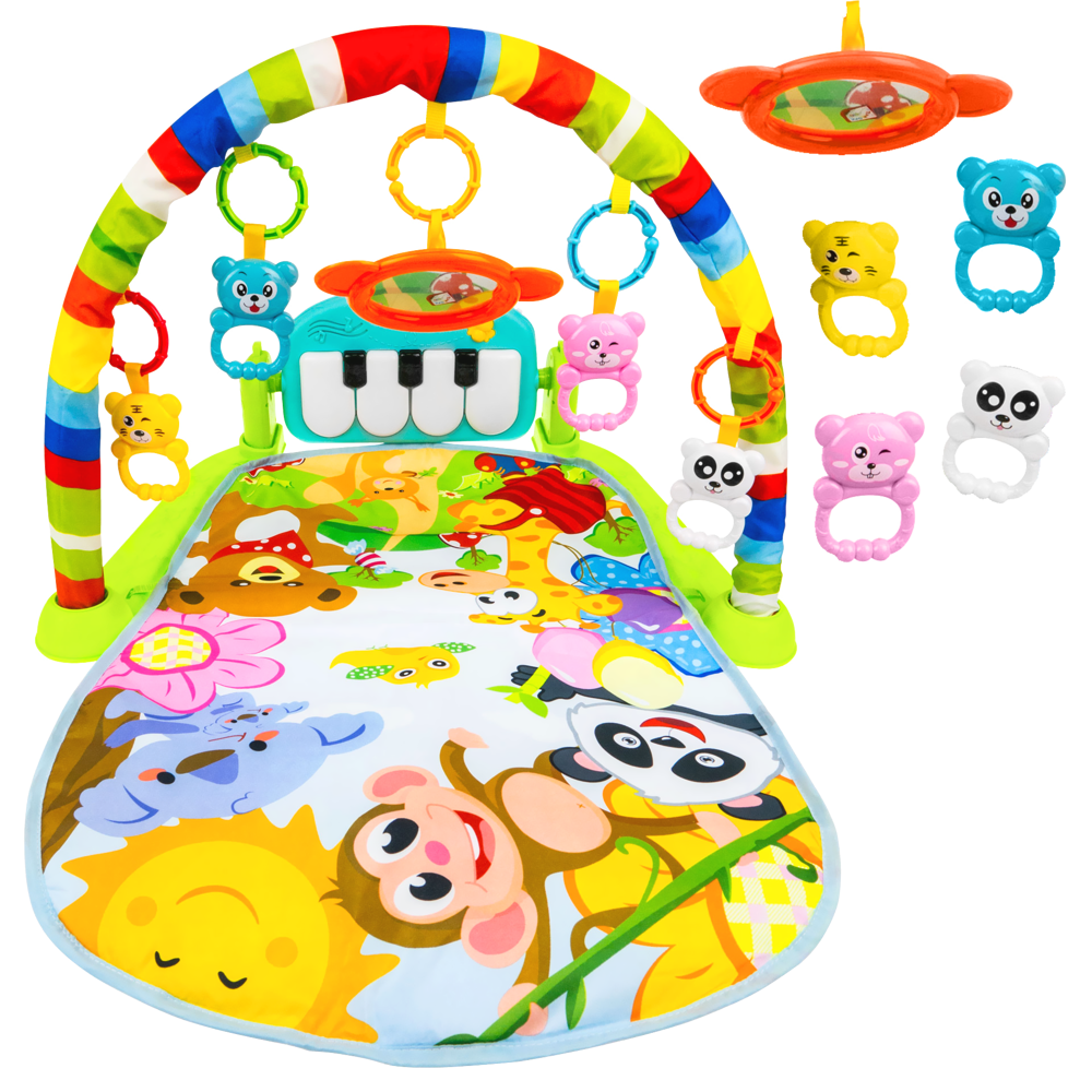 Interaktywna mata edukacyjna z zabawkami + pianino Happy Baby