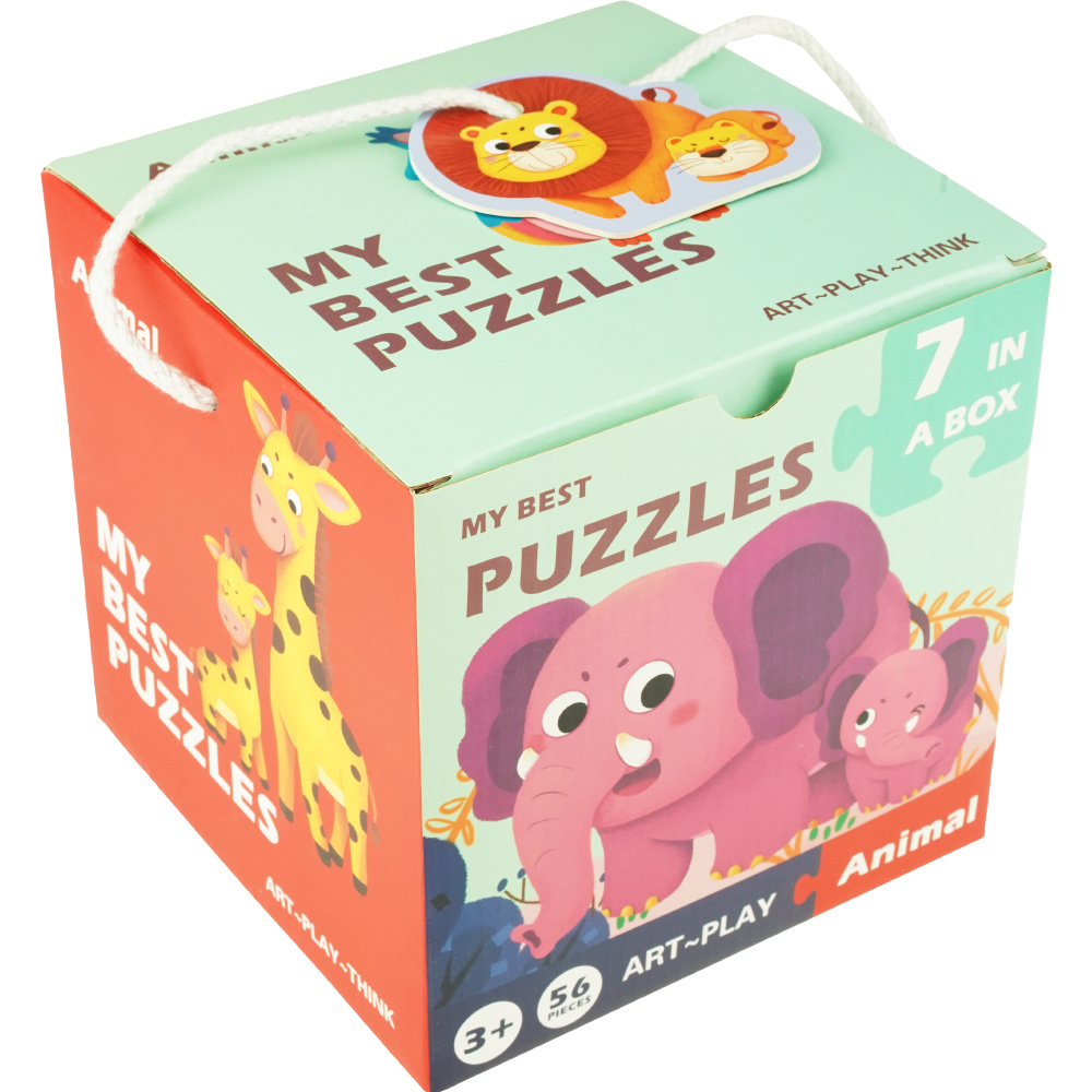 Kolorowa układanka puzzle dla dzieci 7w1 Zwierzątka Mama i dziecko