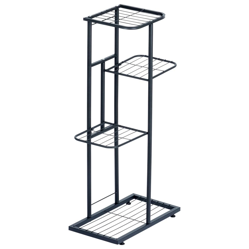 Kwietnik metalowy czarny 4-poziomowy 80 cm