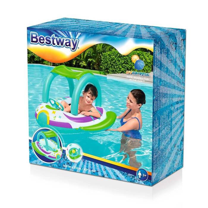 Ponton plażowy do pływania z daszkiem 107 x 112 cm Bestway 34149