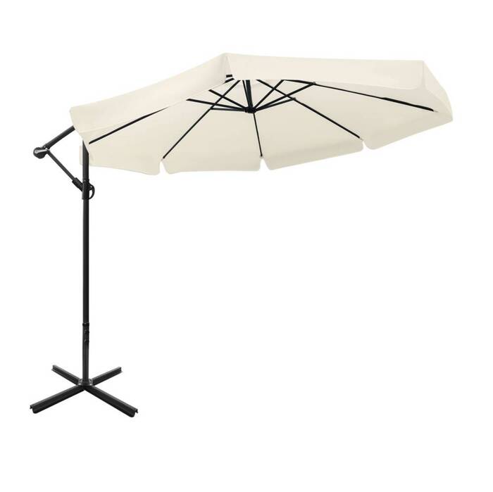 Składany parasol ogrodowy 350 cm XXL pokrowiec beżowy 8-ramienny