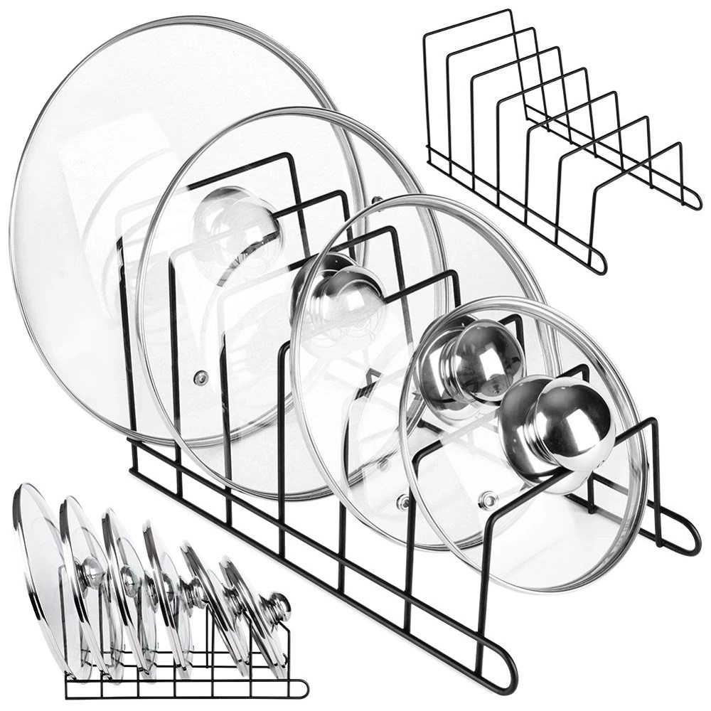 Stojak na pokrywki i talerze metalowy czarny