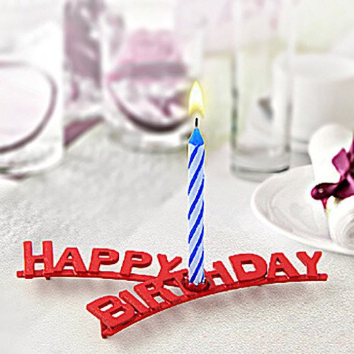 Świeczki urodzinowe 8 sztuk + podstawka Happy Birthday FACKELMANN 52510