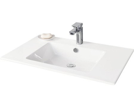 Szafka łazienkowa biała z umywalką ceramiczną Kera 810 - KARA 80 cm