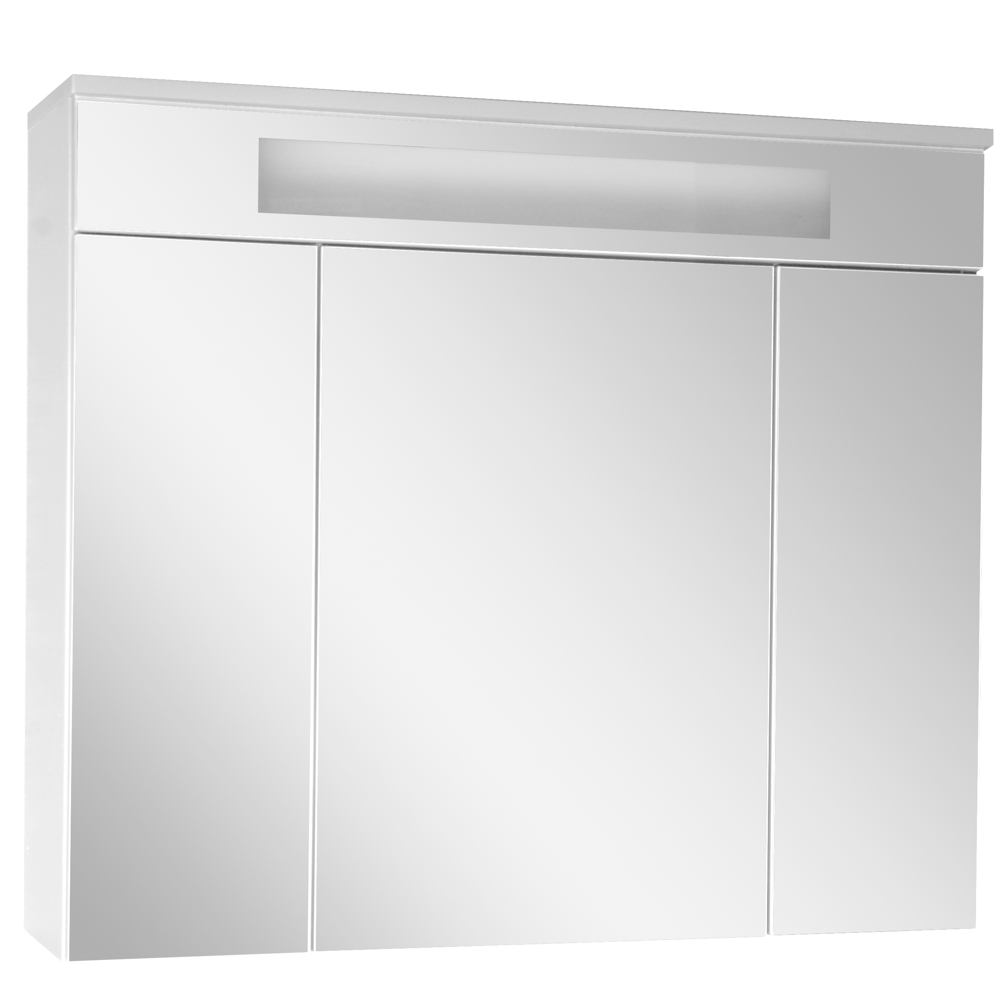 Szafka lustrzana 3D - 80 cm z kolekcji KARA białym z oświetleniem LED