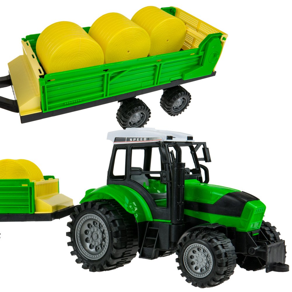 Traktor ciągnik  z przyczepą do bel słomy Farma maszyna rolnicza