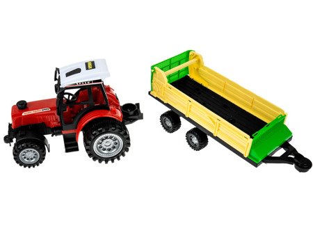 Zestaw 2 traktorów z maszynami - przyczepa, prasa 
