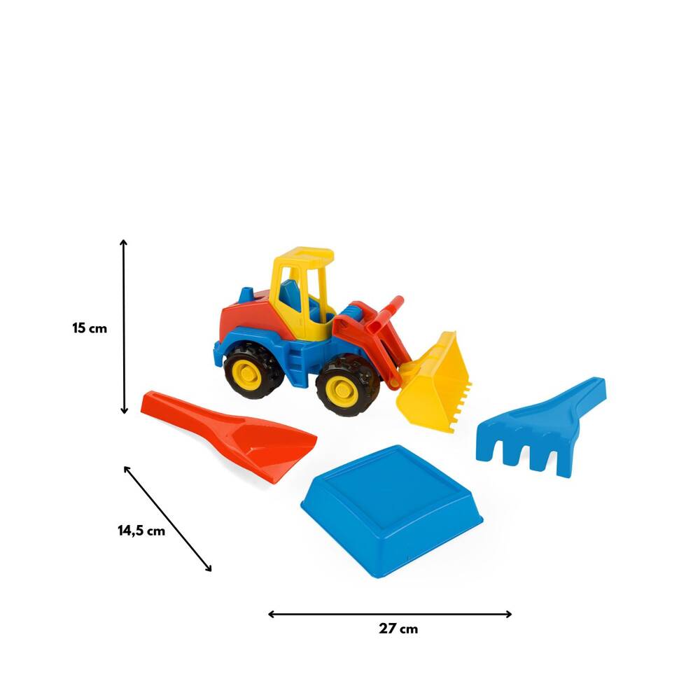 Zestaw do piaskownicy Wader 70422 Tech Truck ładowarka z akcesoriami do piasku