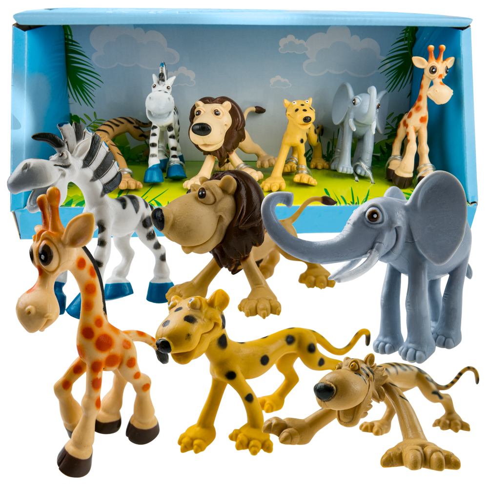 Zwierzęta gumowe - Zoo, Dżungla 6 szt zestaw figurki