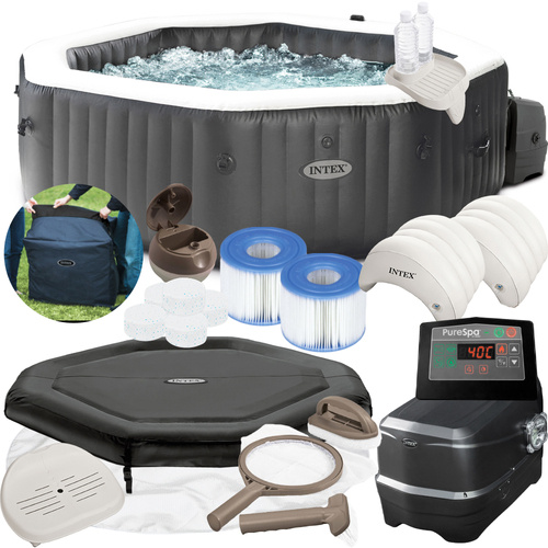 Dmuchane SPA jacuzzi ogrodowe 4 os. z hydromasażem INTEX 28458 + akcesoria