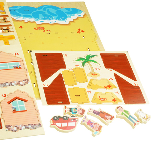 Domek na plaży trójwymiarowe drewniane puzzle 3D DIY