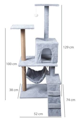 Drapak dla kota legowisko wieża domek schodki 4 poziomy szary