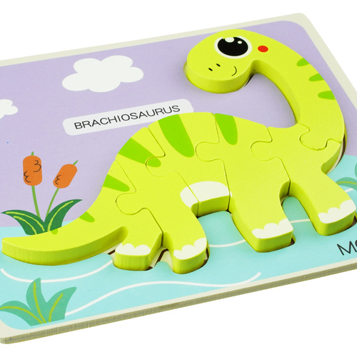 Drewniana kolorowa układanka puzzle dinozaury  Brachiosaurus