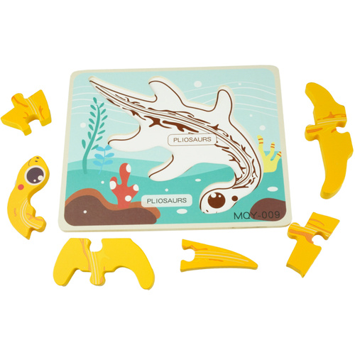 Drewniana kolorowa układanka puzzle dinozaury Pliosaurs