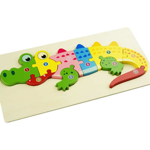 Drewniana układanka puzzle Krokodyl kolorowa 