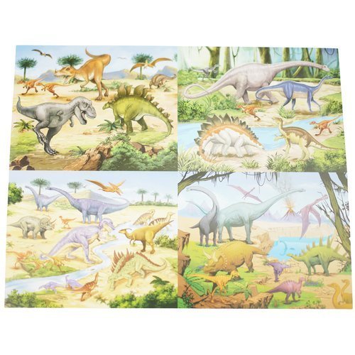 Drewniane puzzle Dinozaury kolorowa układanka 4W1 