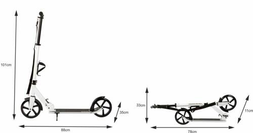 Duża składana hulajnoga 91-101cm uchwyt na bidon