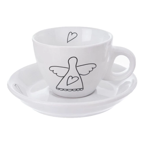 Filiżanka ze spodkiem ceramiczna biała do espresso 90 ml 2 szt.