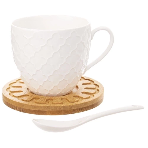 Filiżanka ze spodkiem porcelanowa biała WHITELINE 250 ml 2 szt.