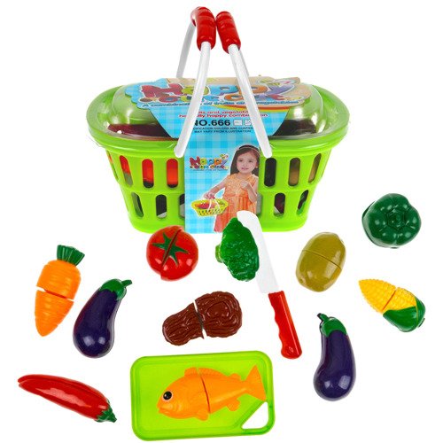 Koszyk zakupowy z warzywami do krojenia kolorowy ryba
