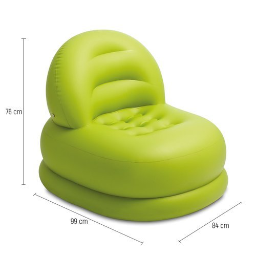 Nowoczesny fotel dmuchany welurowy zielony 84 x 99 x 76 cm INTEX 68592