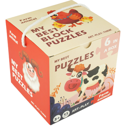 Puzzle dla dzieci 6w1 Zwierzęta z farmy na wsi box układanka w pudełku
