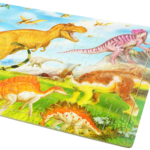 Puzzle drewniane układanka dla dzieci Dino Świat Dinozaurów 60 el.