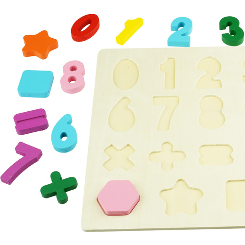 Puzzle drewniane układanka z uchwytami cyfry figury 