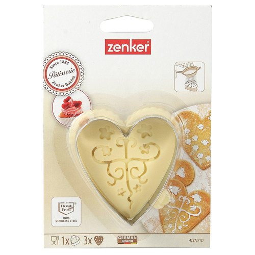 Szablony do ciasta, kawy i tortów z wykrawaczem serce Zenker 42872