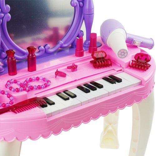 Toaletka róż dla dziewczynki z pianinem lustrem pianino akcesoria