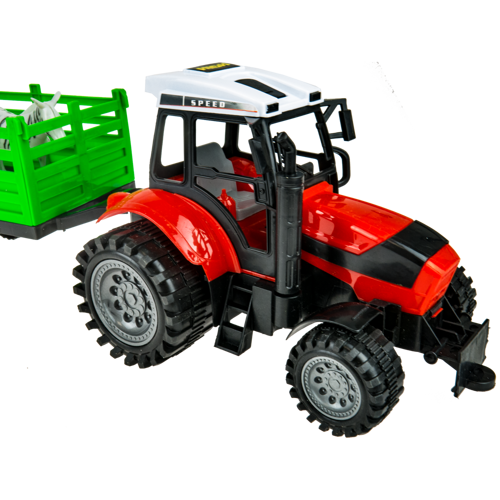 Traktor ciągnik z przyczepą oraz zwierzętami maszyna 