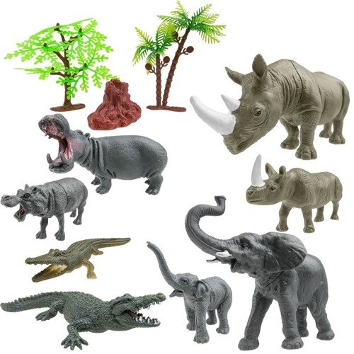 Zwierzęta Zoo gumowe zestaw figurki 8 sztuk