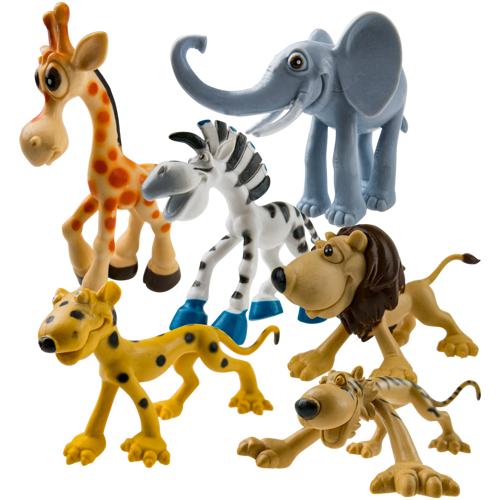 Zwierzęta gumowe - Zoo, Dżungla 6 szt zestaw figurki